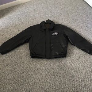 Real leather, bomber style jacket + HD patch